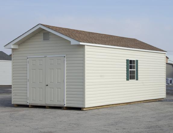 12x24 Front Entry Peak Style Storage Shed with Vinyl Siding from Pine Creek Structures