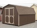 10x14 Madison Series (Economy Line) Mini Barn Style Storage Shed with Dark Brown LP Siding and Barkwood Shingles